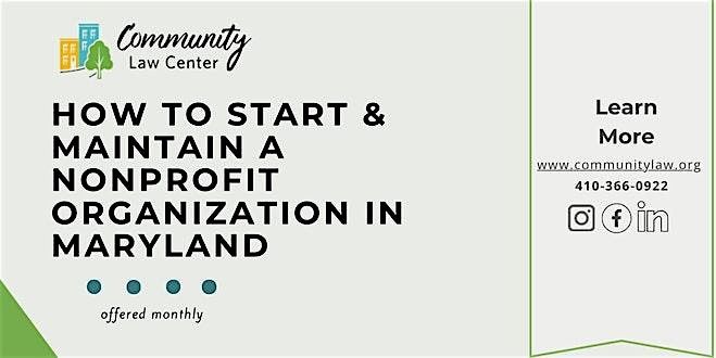 How to Start & Maintain a Nonprofit Organization in Maryland, 8 December | AllEvents