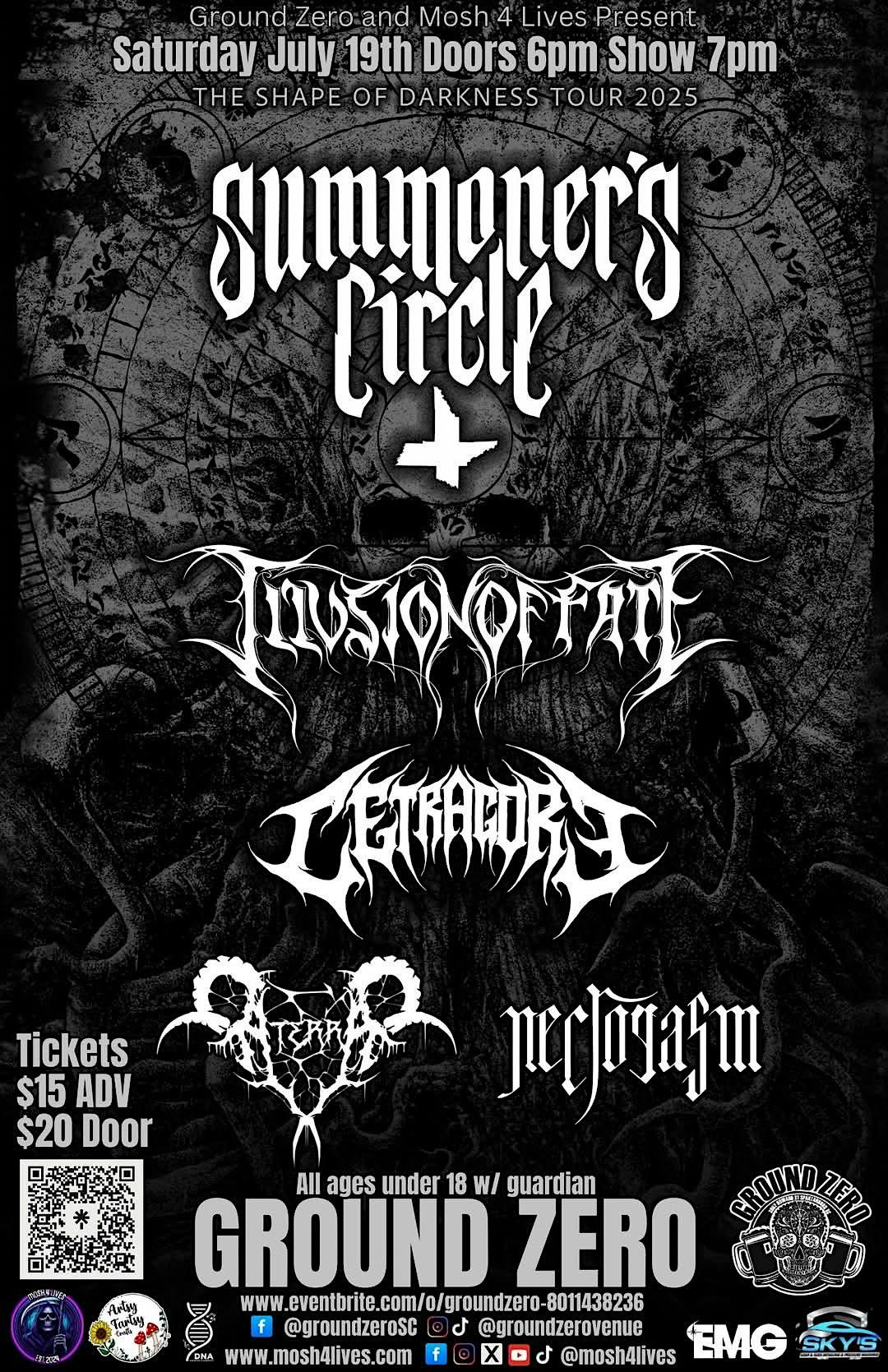 Summoner's Circle, Aterra, Illusion of Fate, Cetragore, Necrogasm, 19 July | Event in Spartanburg | AllEvents