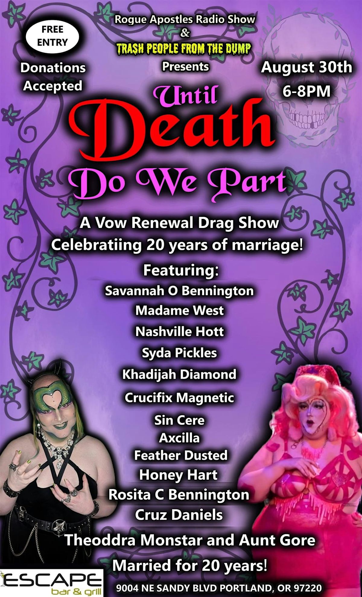 Until Death Do We Part: A Vow Renewal Drag Show, 30 August | Event in Portland | AllEvents