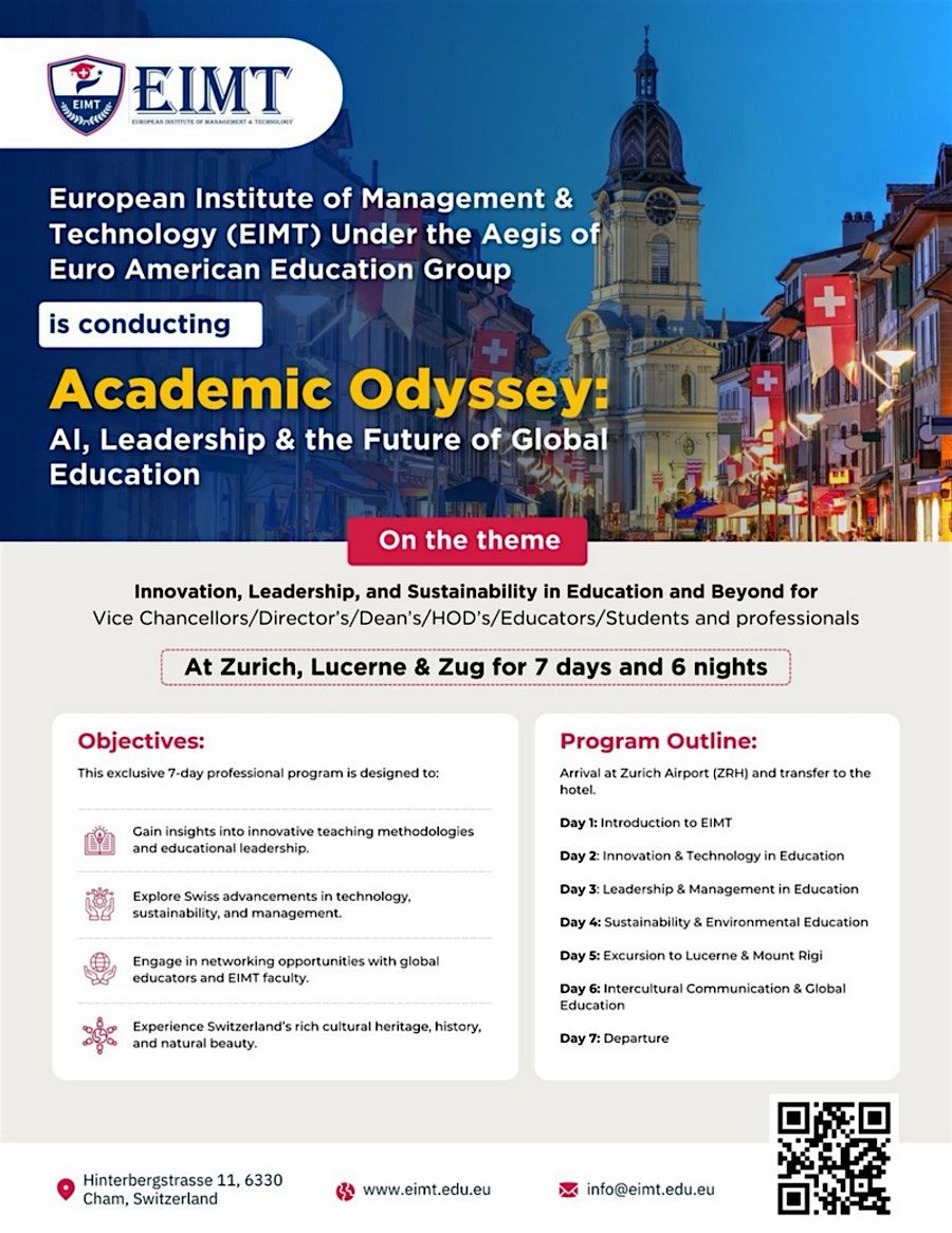 Academic Odyssey in Switzerland: Hosted by EIMT Switzerland, 18 August | Event in Cham | AllEvents