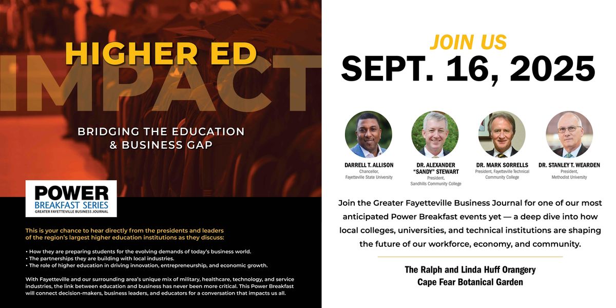 Power Breakfast - Higher Ed Impact - Bridging the Education & Business Gap, 16 September | Event in Fayetteville