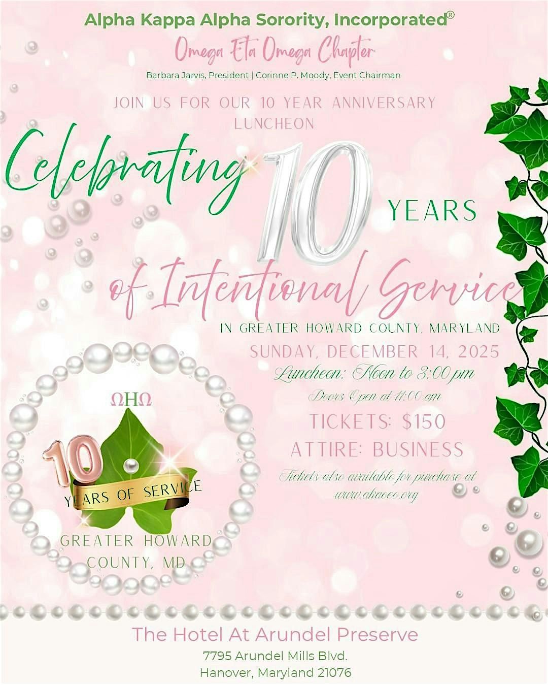 Alpha Kappa Alpha, Inc. Omega Eta Omega Chapter 10 year Celebration, 14 December | Event in Severn | AllEvents