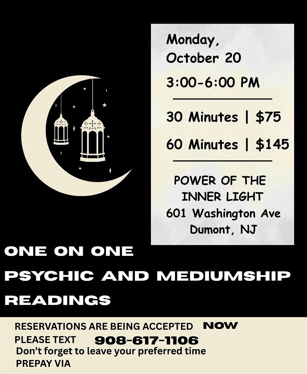 One on One Psychic/Mediumship Readings, 20 October | Event in Dumont | AllEvents