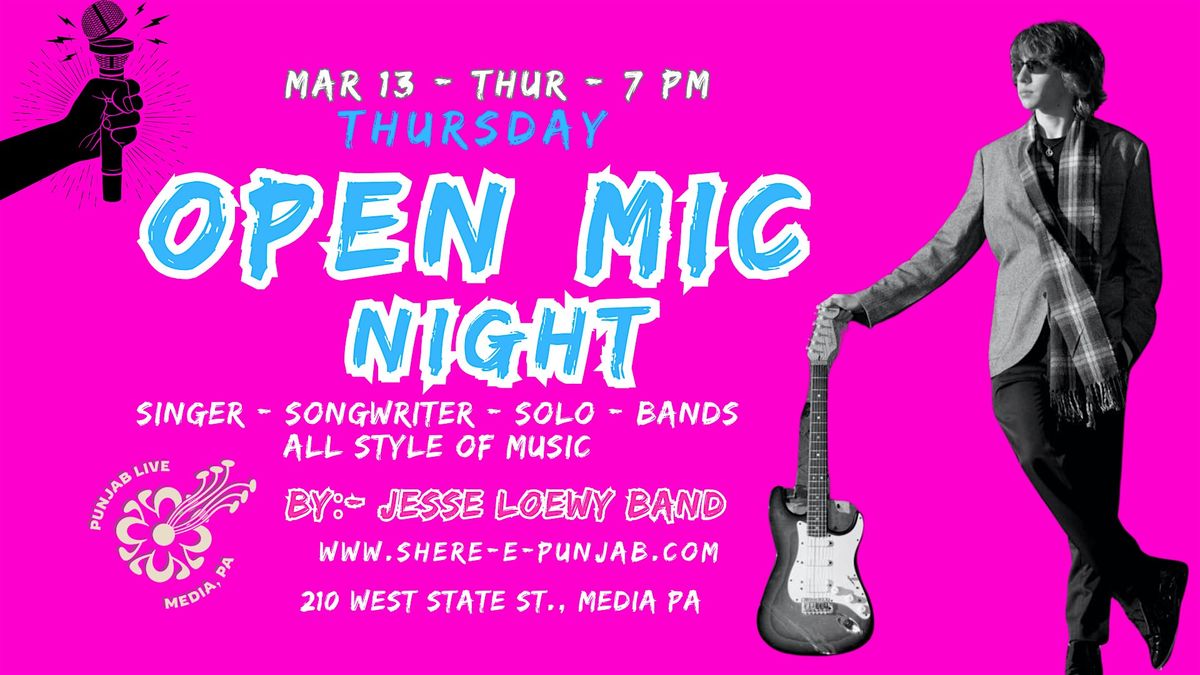 Open Mic / Jam Session w/ Jesse Loewy Band, 8 May | Event in Media | AllEvents