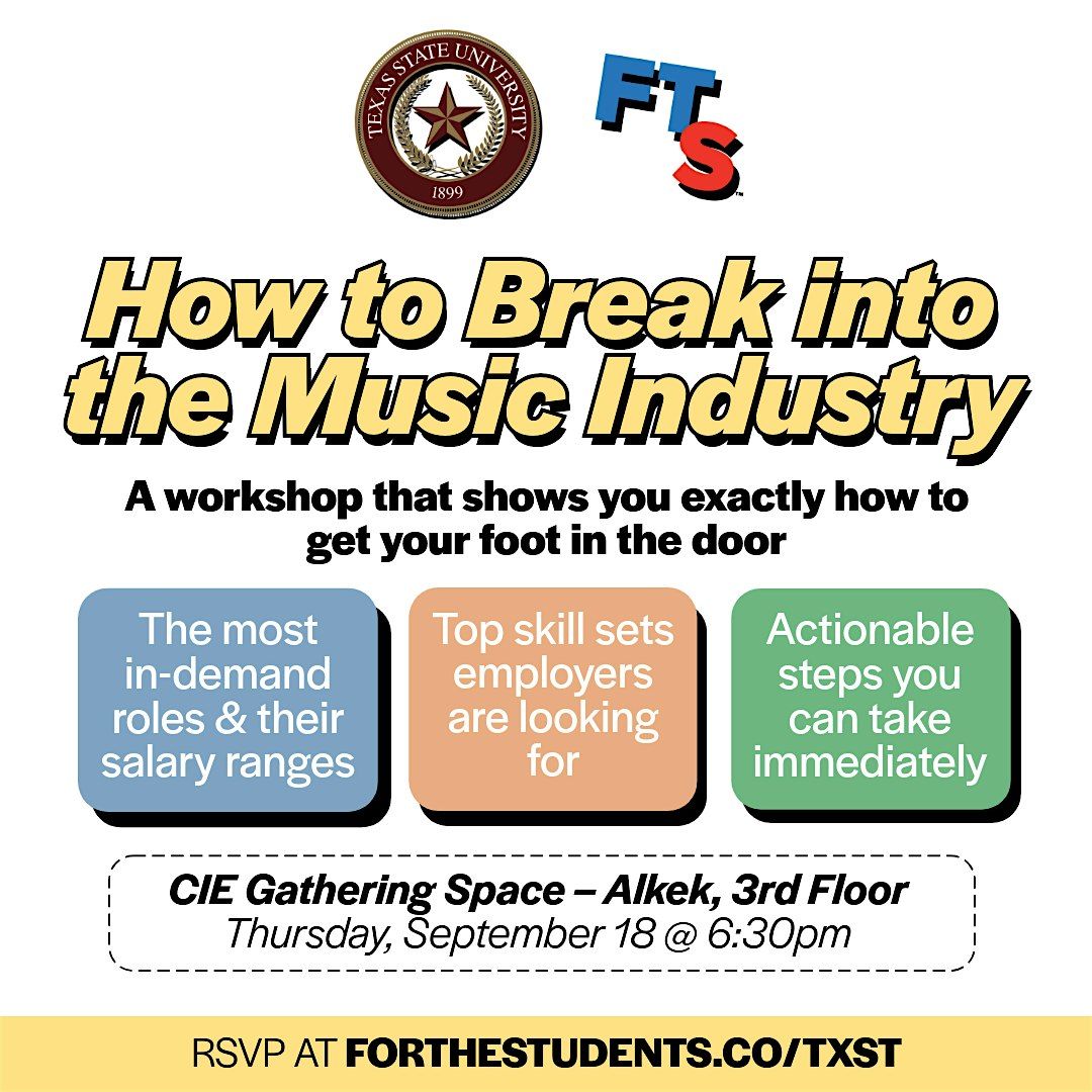 How to Break into the Music Industry, 18 September | Event in San Marcos | AllEvents