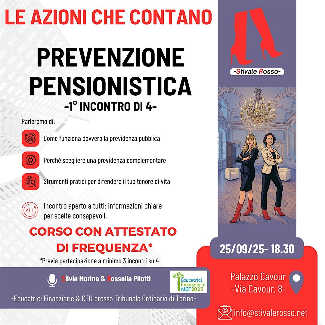 1° modulo di 4- PREVENZIONE PENSIONISTICA- Corso con attestato di frequenza, 25 September | Event in Torino