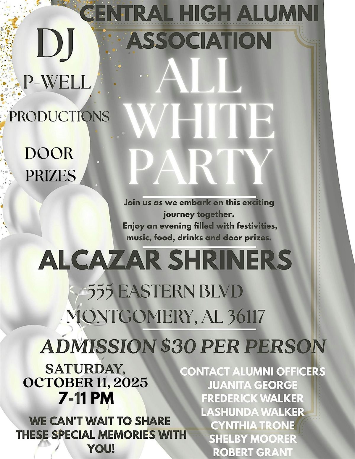 CENTRAL HIGH ALUMNI ALL WHITE PARTY, 11 October | Event in Montgomery | AllEvents