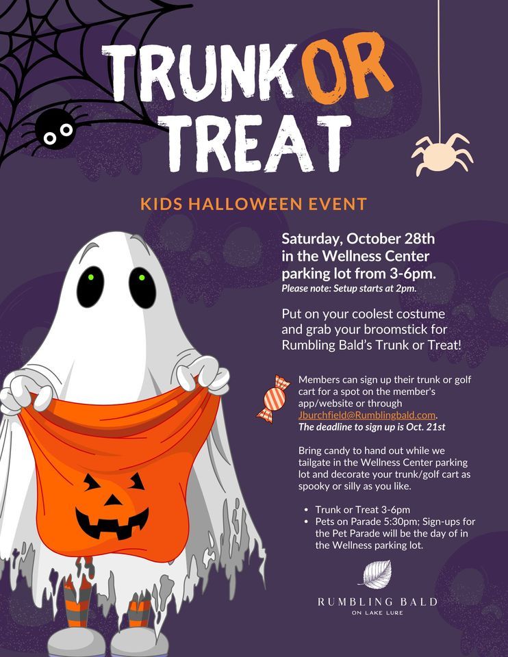 Trunk or Treat/Pets on Parade Kids Halloween Event, Wellness Center