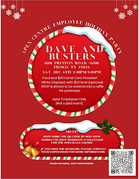 Apex Employee Holiday Party, 6 December | Event in Frisco | AllEvents