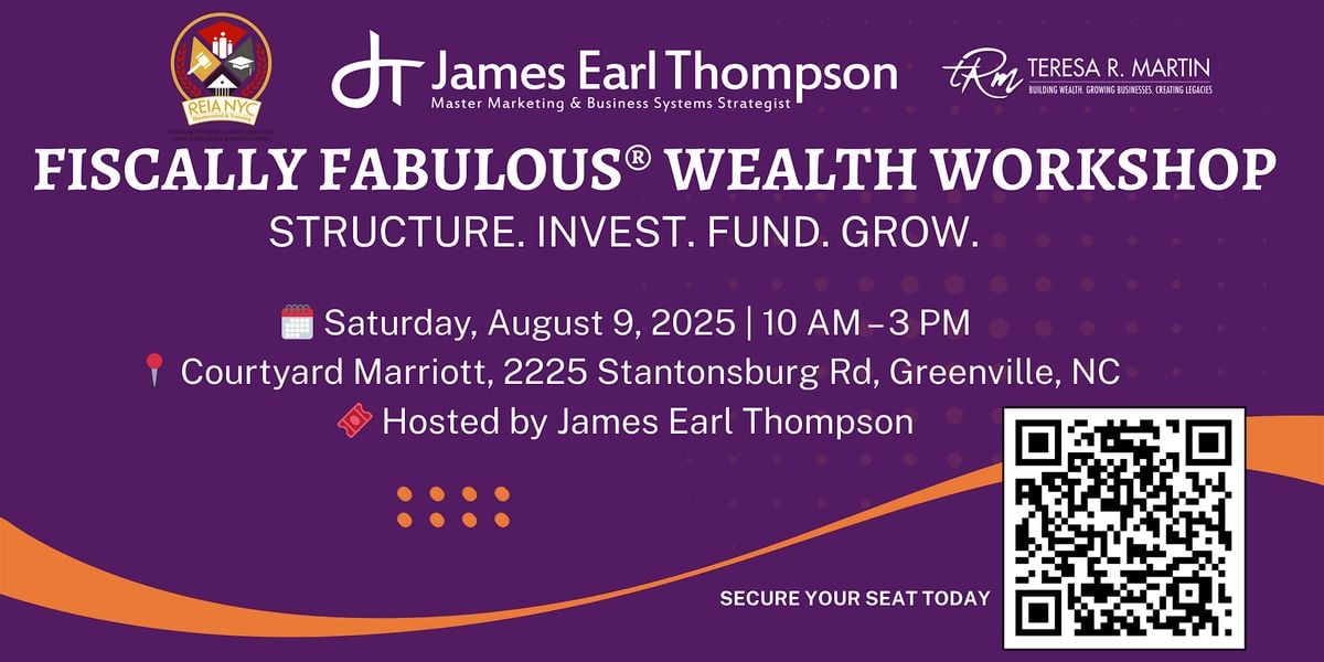 Structure. Invest. Fund. Grow. Wealth Workshop, 9 August | Event in Greenville | AllEvents