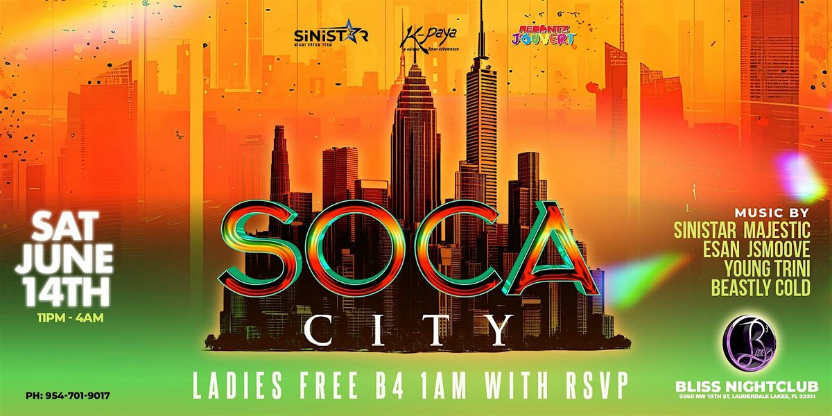 SOCA CITY - 100% SOCA, 14 June | Event in Lauderdale Lakes | AllEvents
