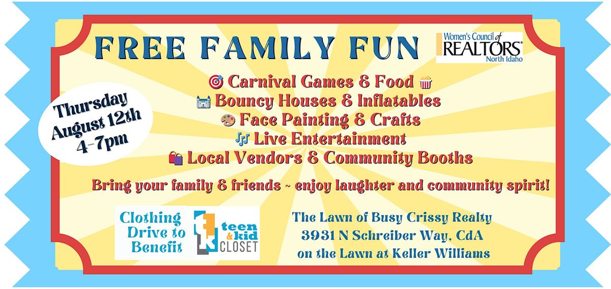 FREE Family FUN Day ☀️, 12 August | Event in Coeur d'Alene | AllEvents