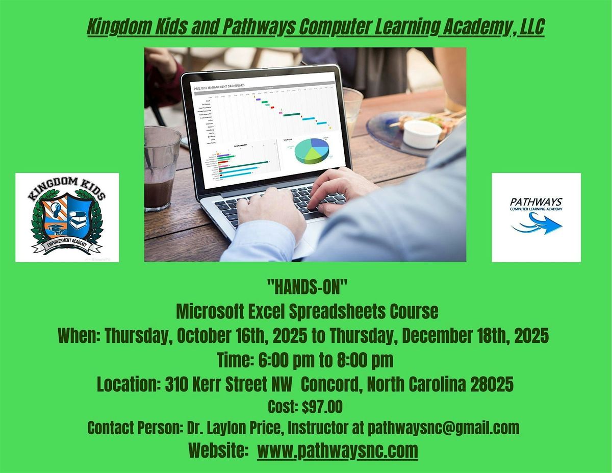 "HANDS-ON" Microsoft Excel Spreadsheets Course - In Concord, NC! Cost: $97, 16 October | AllEvents