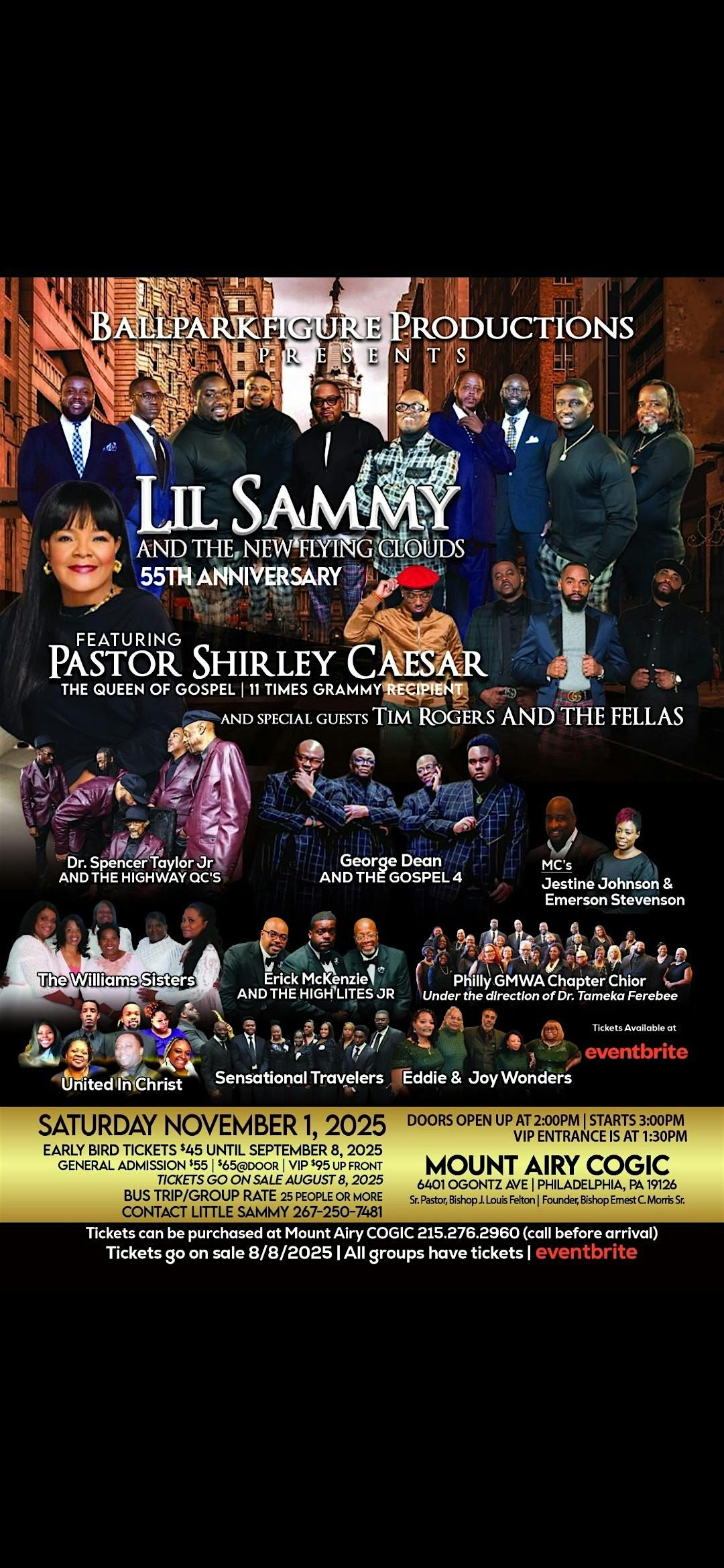 Lil Sammy and The New Flying Clouds 55th Anni Feat Pastor Shirley Caesar, 1 November | Event in Philadelphia