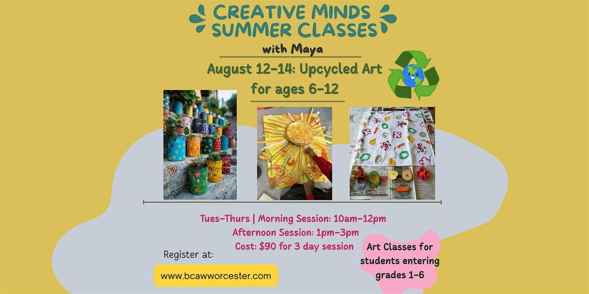 Upcycled art program for kids ages 6-12, 12 August | Event in Worcester | AllEvents