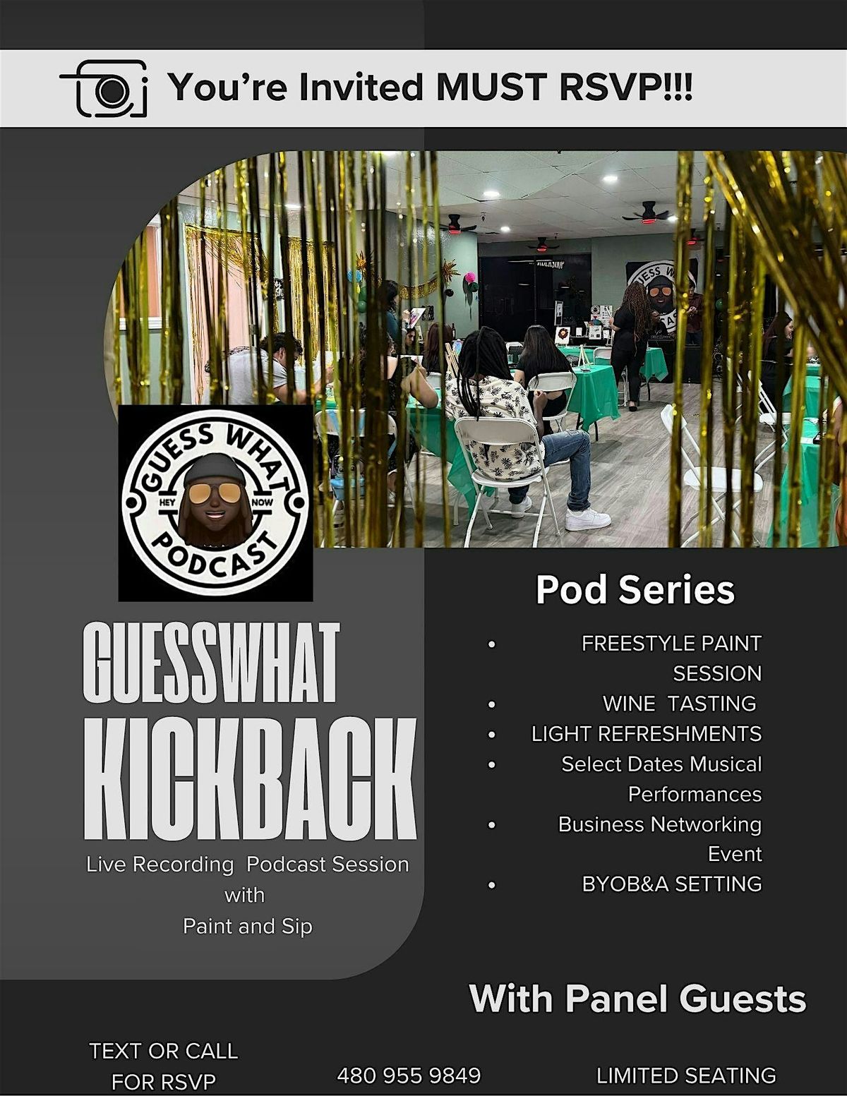 Guess What Podcast "POD PAINT & SIP" SERIES, 19 July | Event in Mesa | AllEvents