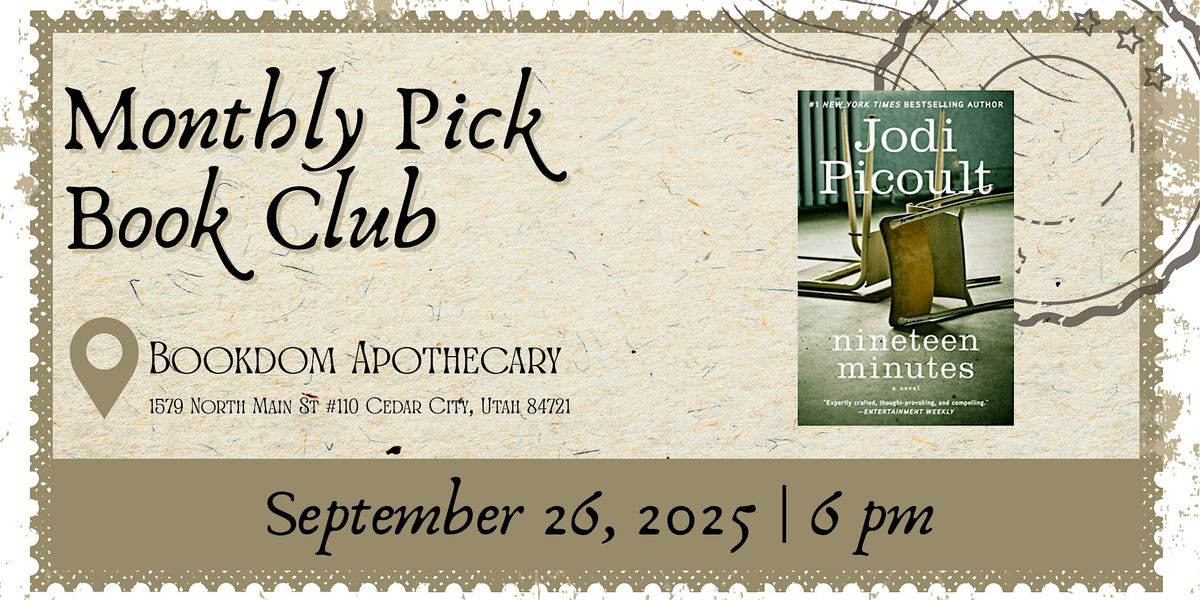 Nineteen Minutes | Monthly Pick Book Club, 26 September | Event in Cedar City | AllEvents
