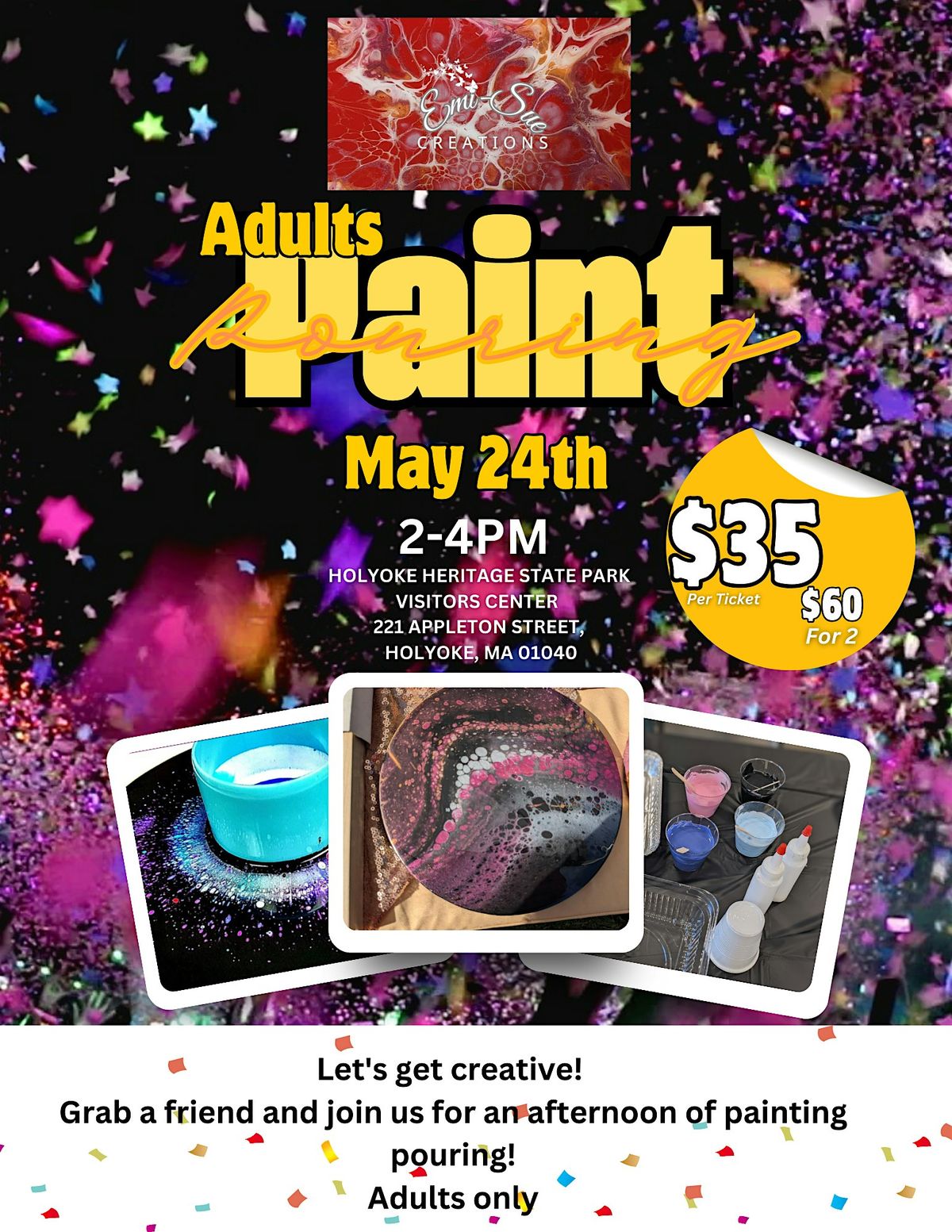 Adult Paint Pouring Workshop, 24 May | Event in Holyoke | AllEvents