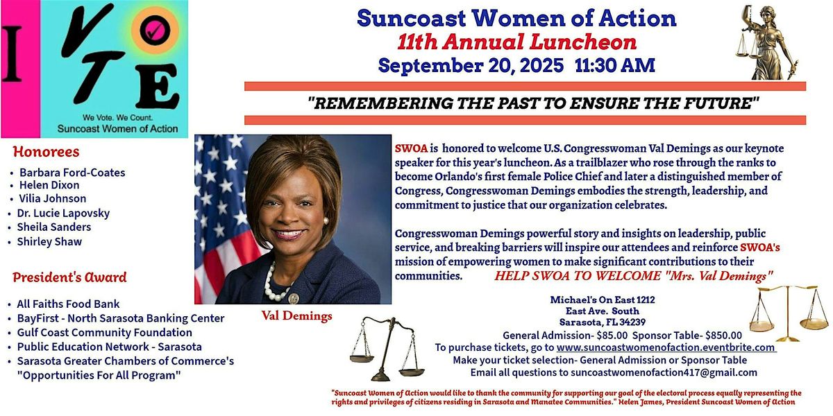 Suncoast Women of Action 11th Annual Luncheon, 20 September | Event in Sarasota | AllEvents