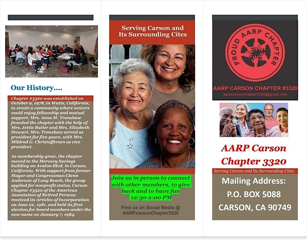 AARP CARSON CAHPTER #3320, 8 September | Event in Carson | AllEvents