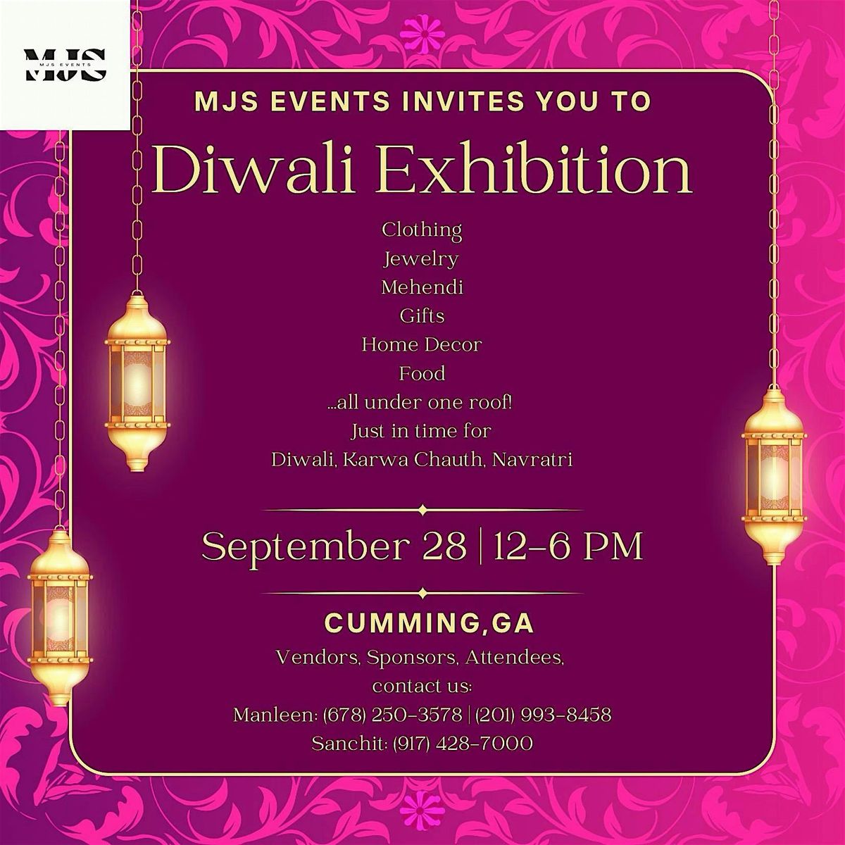 MJS Events Diwali and Karwa Chauth Exhibition, 28 September | Event in Cumming | AllEvents