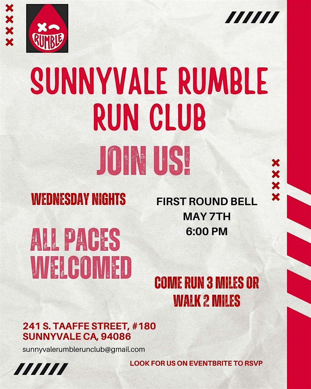 Sunnyvale Rumble Run Club Launches Wednesday, May 7 at 6 p.m. | Event in Sunnyvale | AllEvents