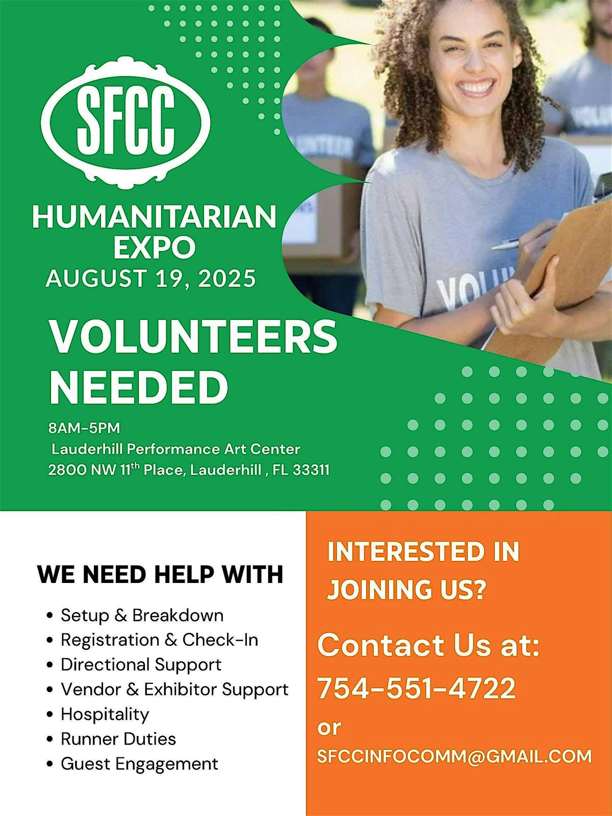 VOLUNTEERS NEEDED, 19 August | Event in Lauderhill | AllEvents
