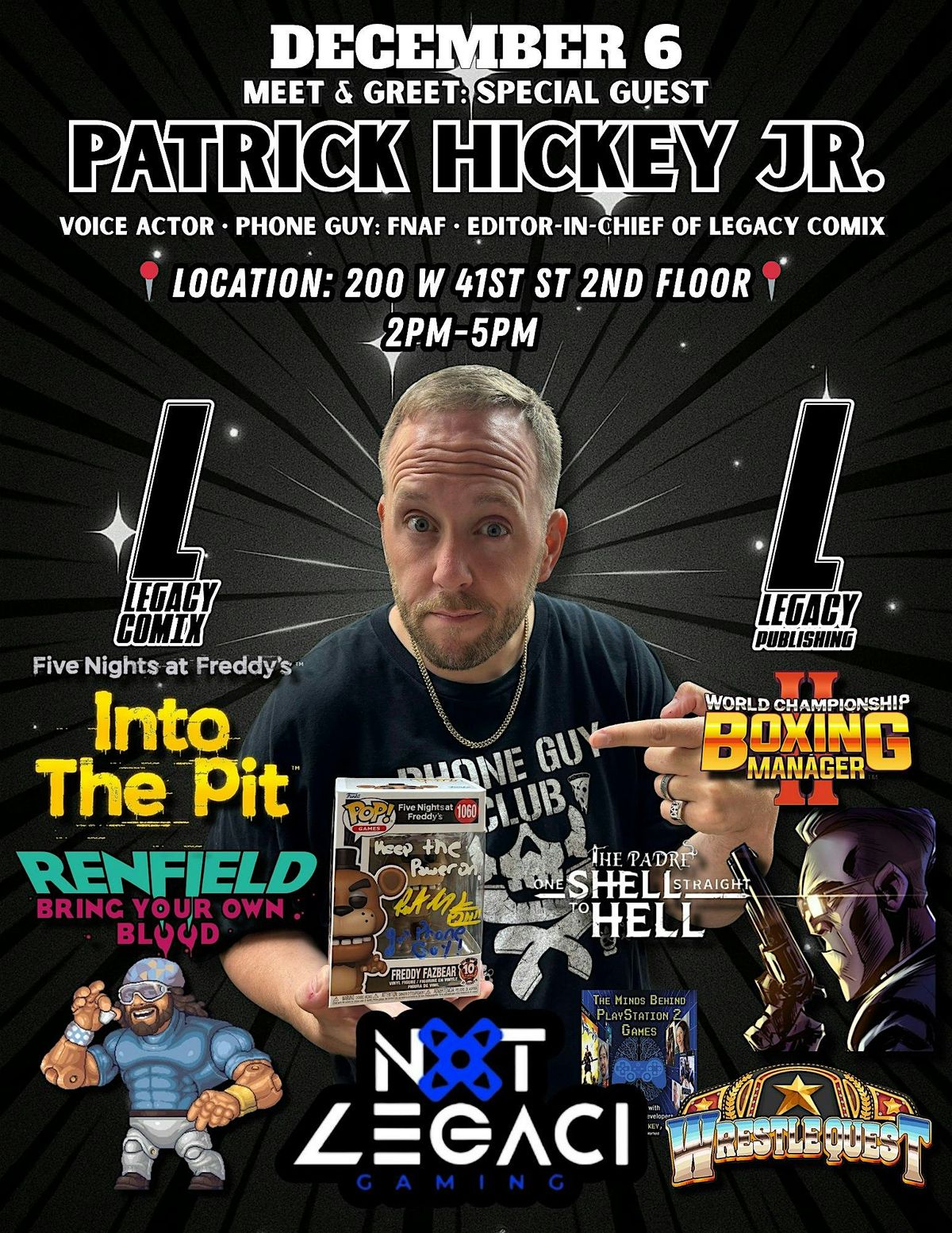 Meet Patrick Hickey Jr. - Voice of Phone Guy: Five Nights at Freddy & More!, 6 December | Event in New York