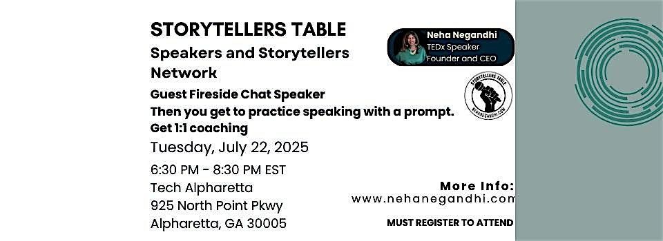 Storytellers Table – Fireside Chat + Speakers Circle | Event in Alpharetta | AllEvents