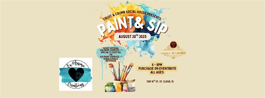 Paint & Sip @ Crust & Crumb Social House, 28 August | Event in St. Cloud | AllEvents