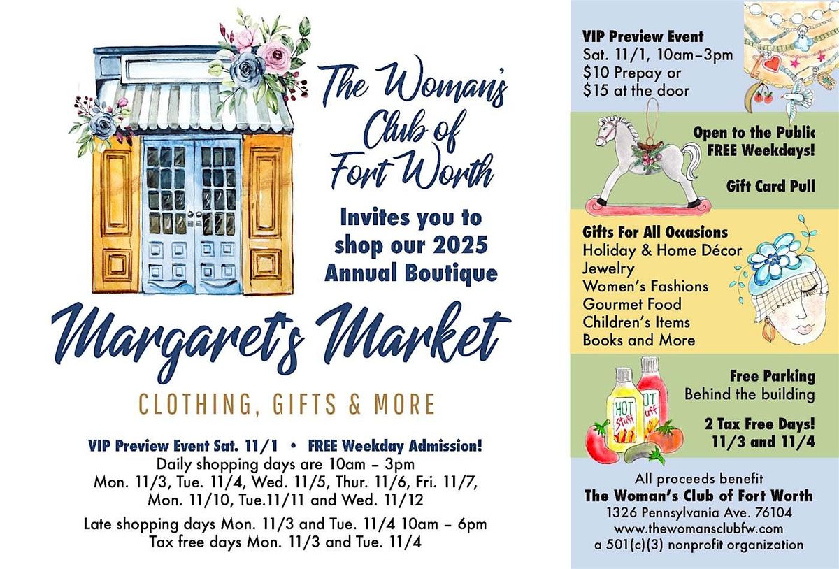 MARGARET’s MARKET BOUTIQUE, 3 November | Event in Fort Worth | AllEvents