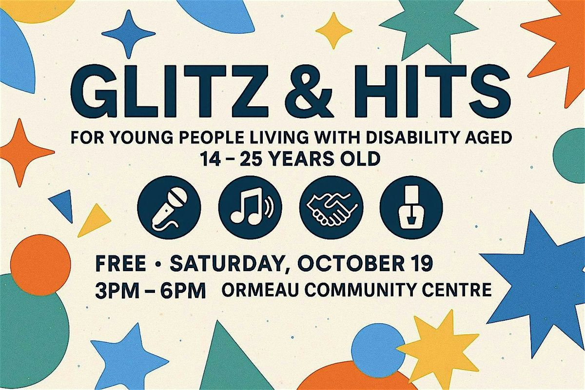 Glitz & Hits Party - A Free event for Young People living with disability, 19 October | Event in Ormeau