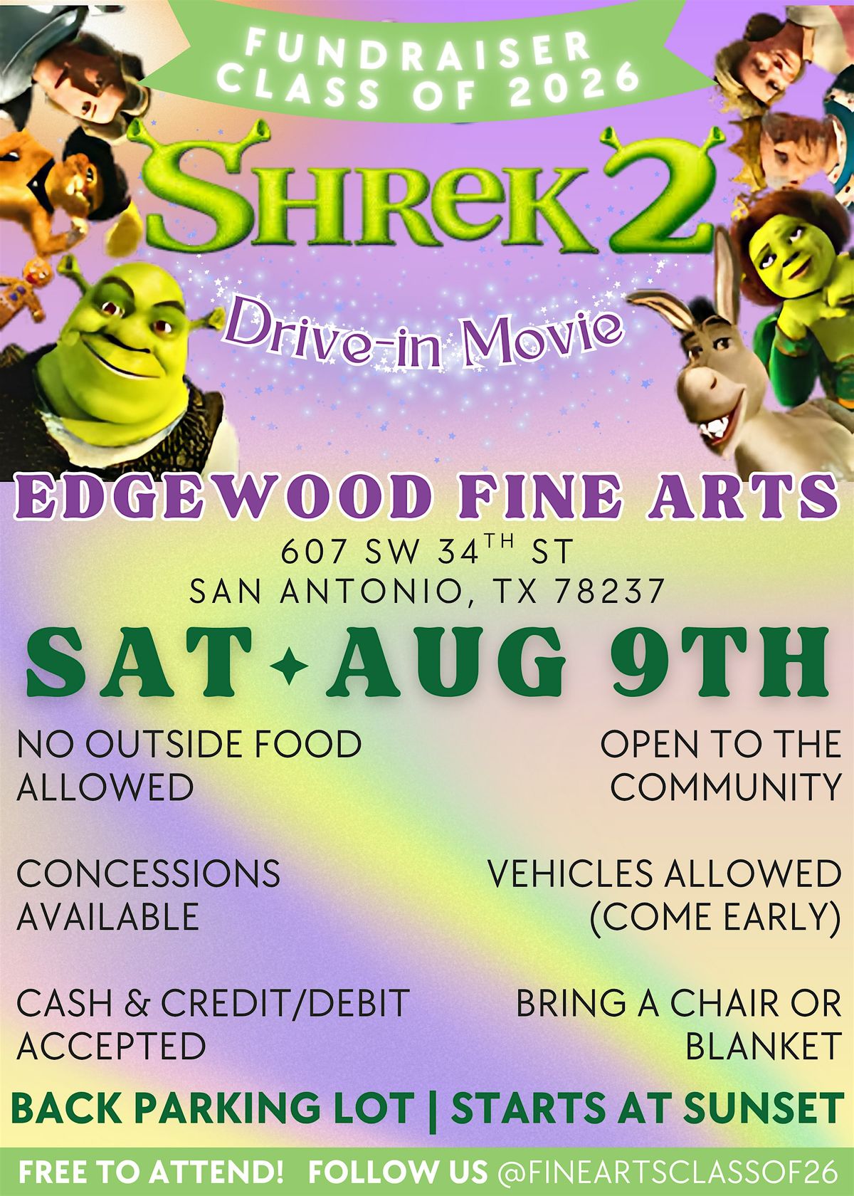 Shrek 2 Drive-in presented by Edgewood Fine Arts Class of 2026, 9 August | Event in San Antonio | AllEvents