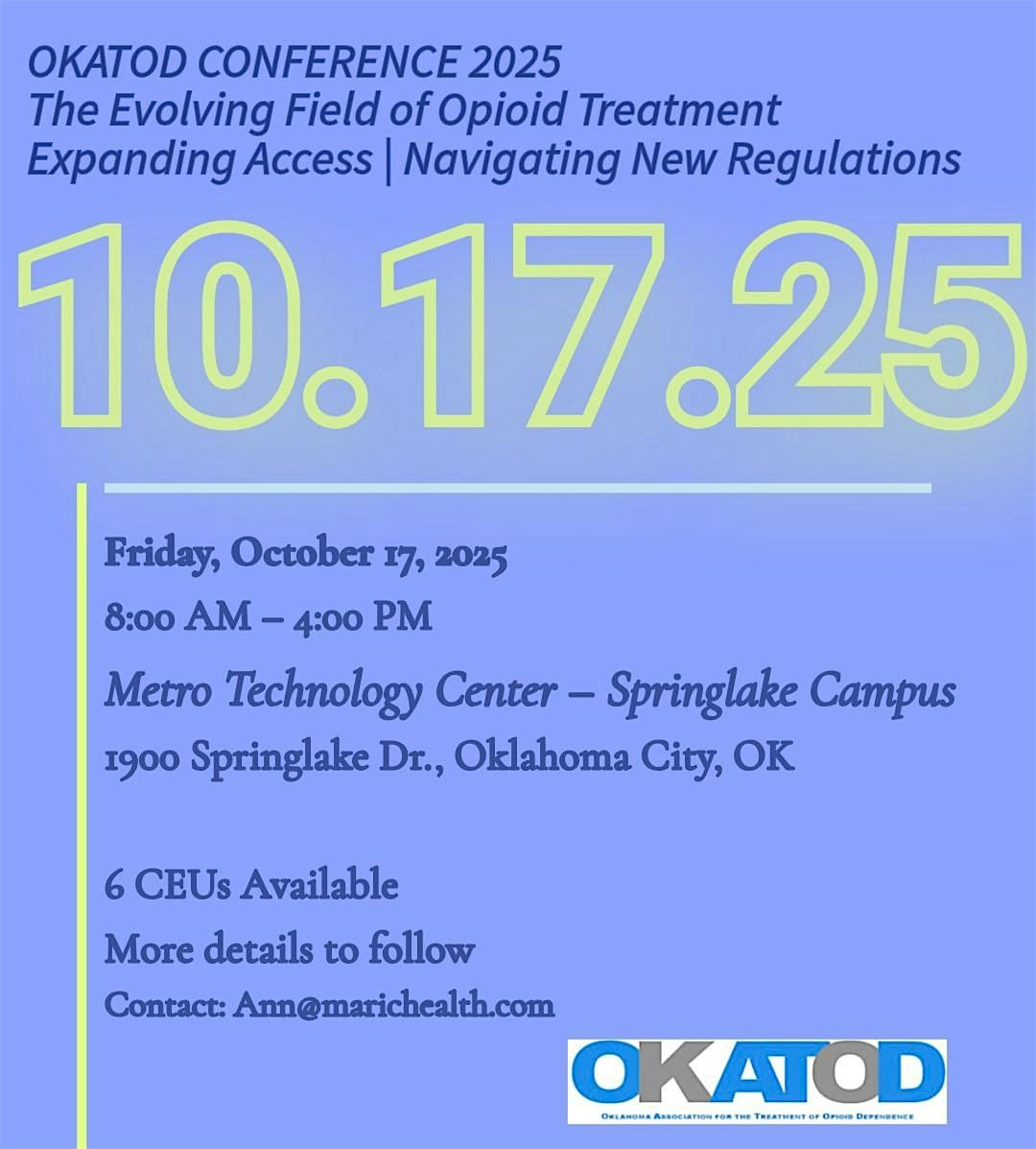 2025 OKATOD Conference- The Evolving Field of Opioid Treatment, 17 October | Event in Oklahoma City | AllEvents