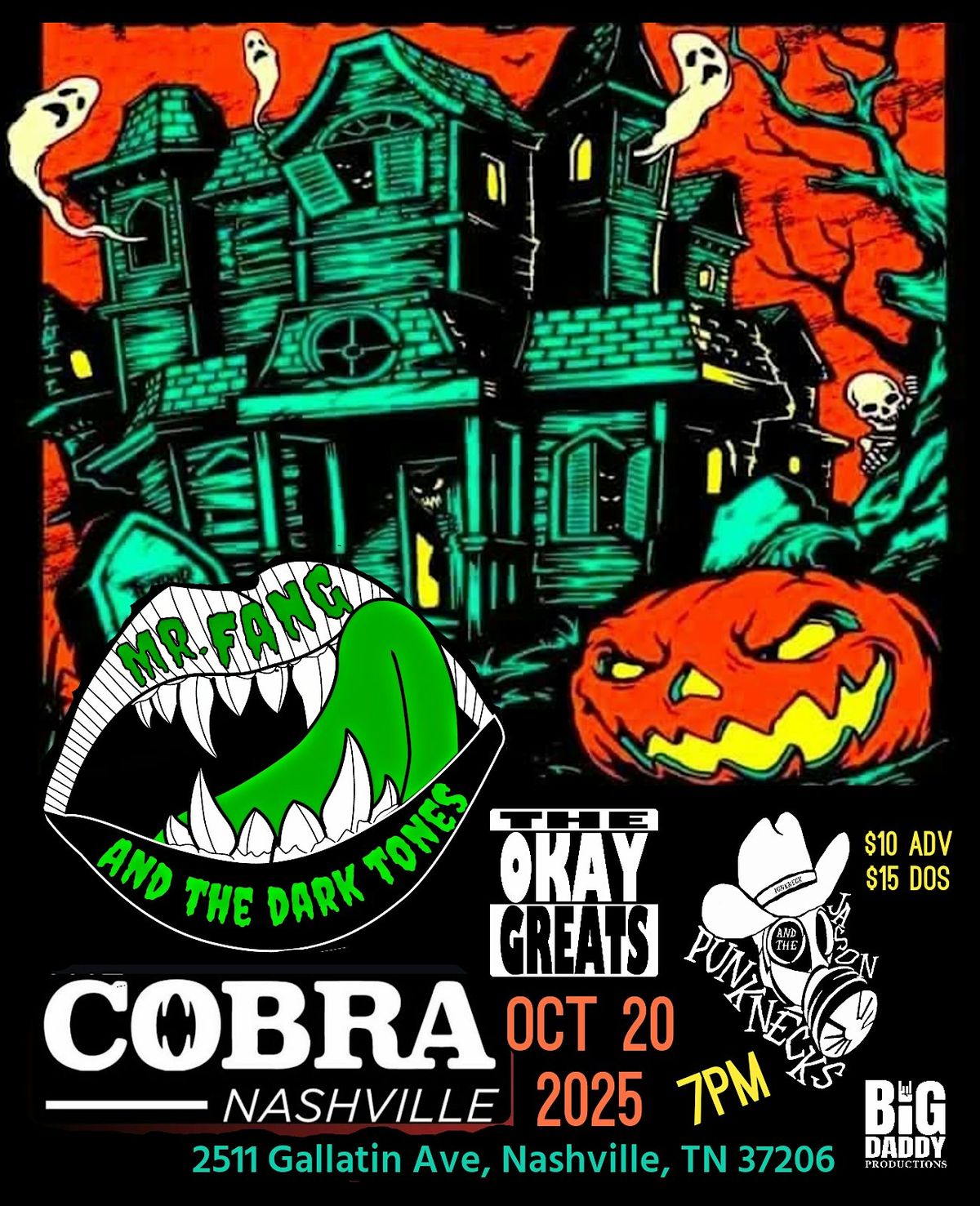Venue: Mr Fang & the Dark Tones | Jason & the Punknecks | The Okay Greats, 20 October | Event in Nashville