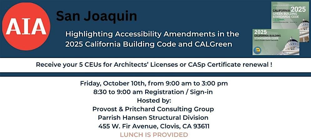 Highlighting Accessibility Amendments in the 2025 California Building Code, 10 October | Event in Clovis | AllEvents