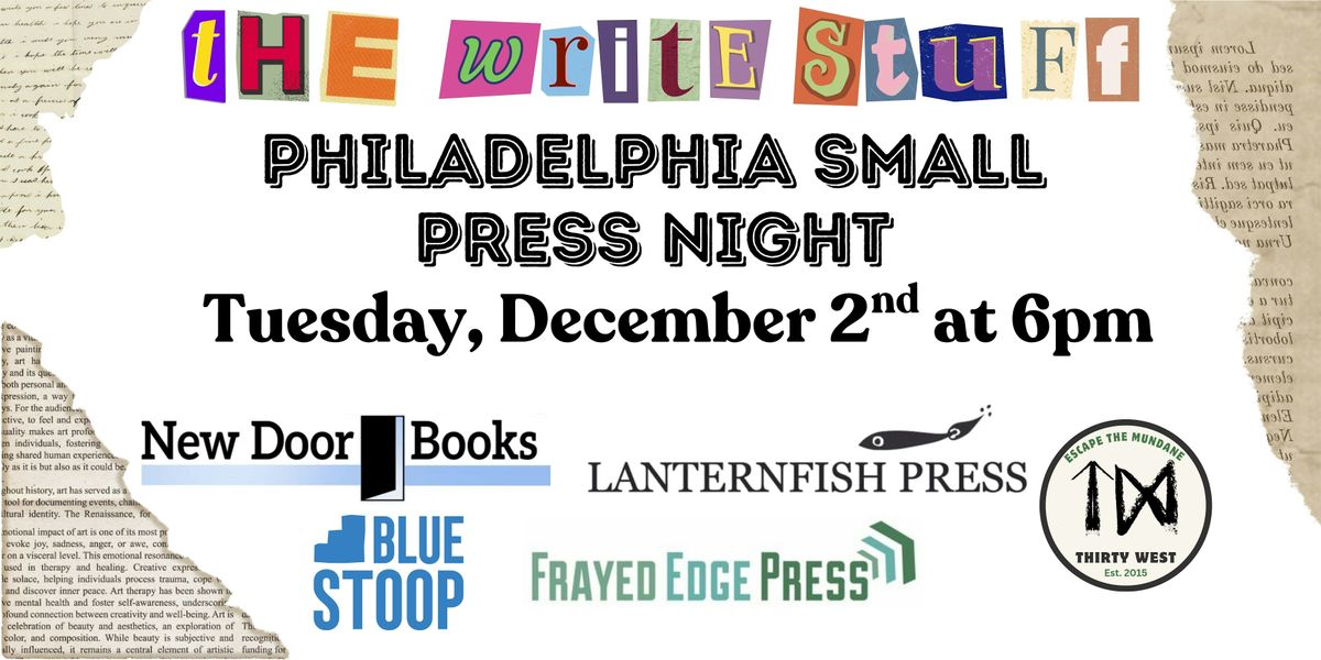 The Write Stuff: Small Press Night on December 2nd at 6pm, 2 December | Event in Philadelphia | AllEvents