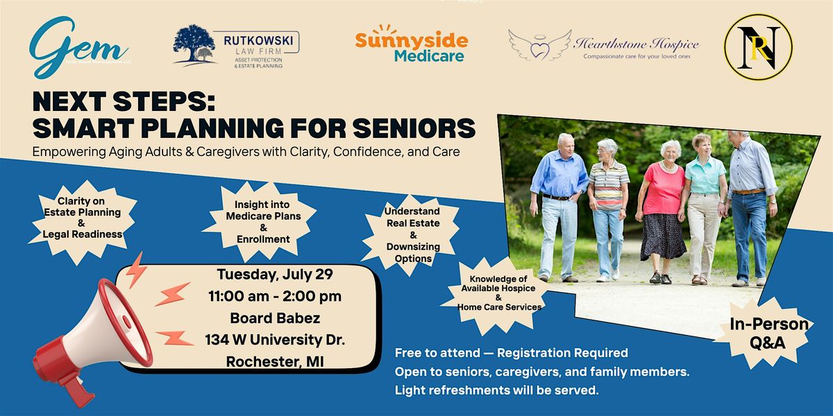 Next Steps: Smart Planning for Seniors, 29 July | Event in Rochester | AllEvents