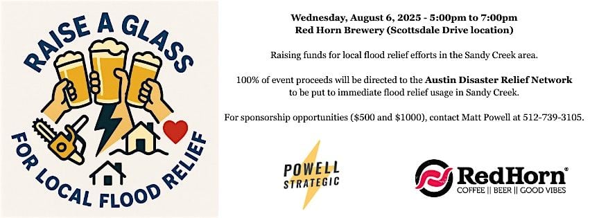 Raise a Glass for Local Flood Relief | Event in Leander | AllEvents