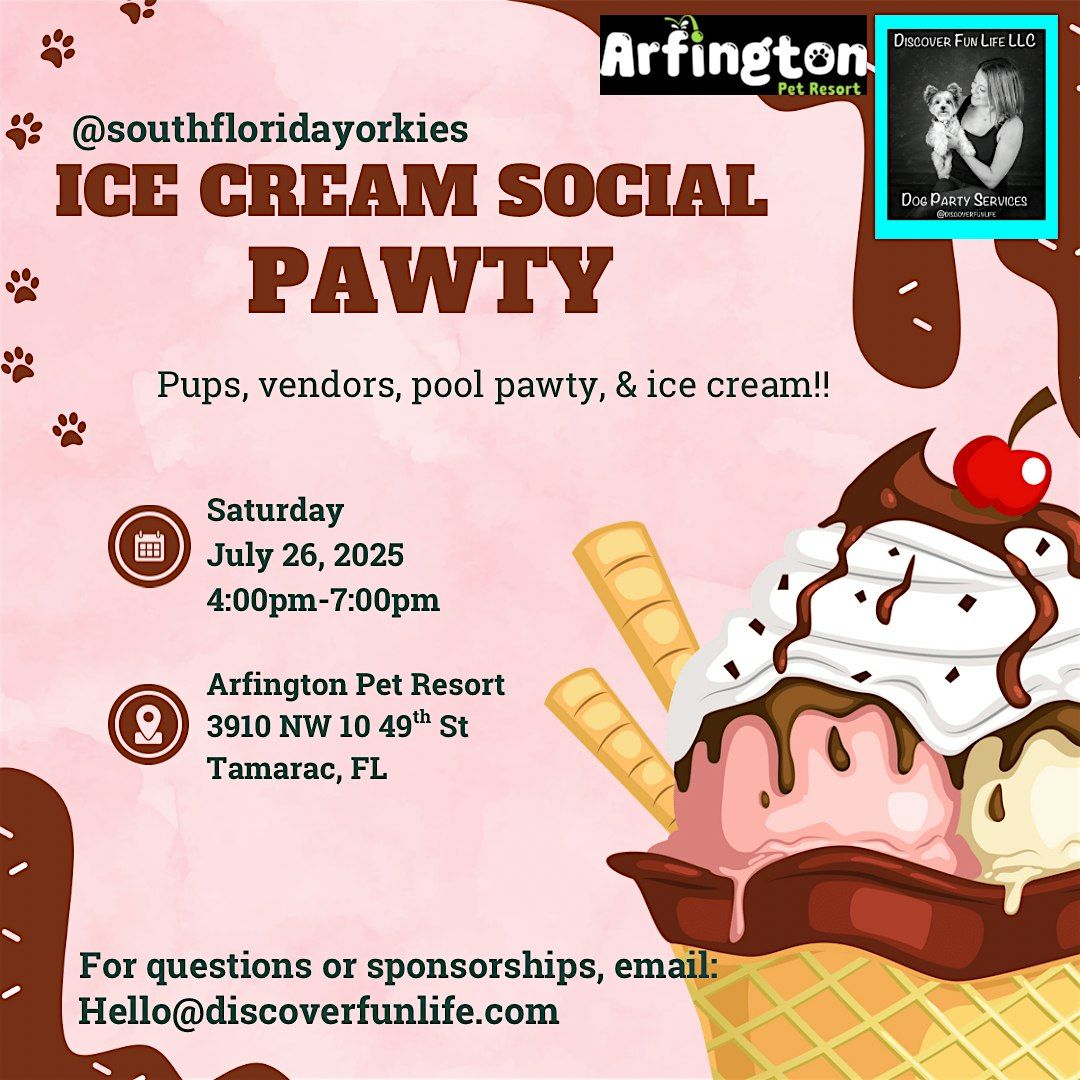 Ice Cream Social Pool Pawty, 26 July | Event in Tamarac | AllEvents