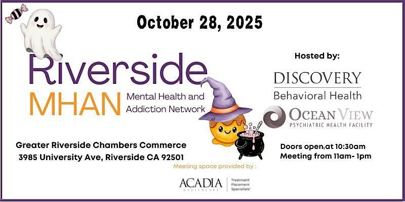 October Riverside MHAN- Monthly Behavioral Health Networking Event, 28 October | Event in Riverside | AllEvents