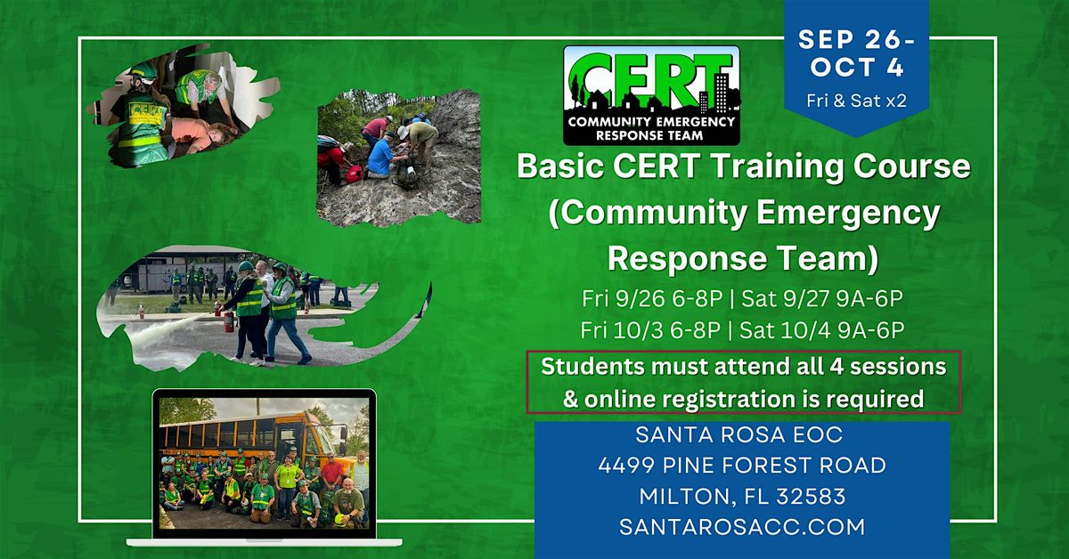 Fall Basic CERT Class, 26 September | Event in Milton | AllEvents