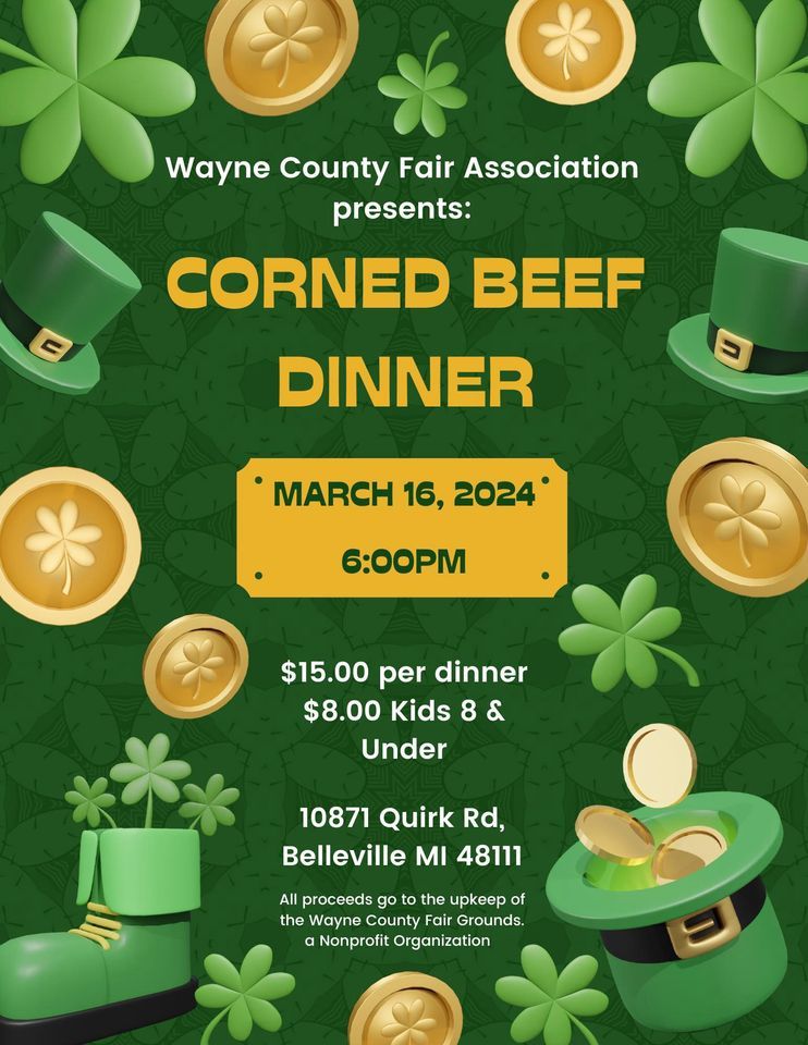 Corned Beef Dinner , 10871 Quirk Rd, Belleville, MI, March 16 2024