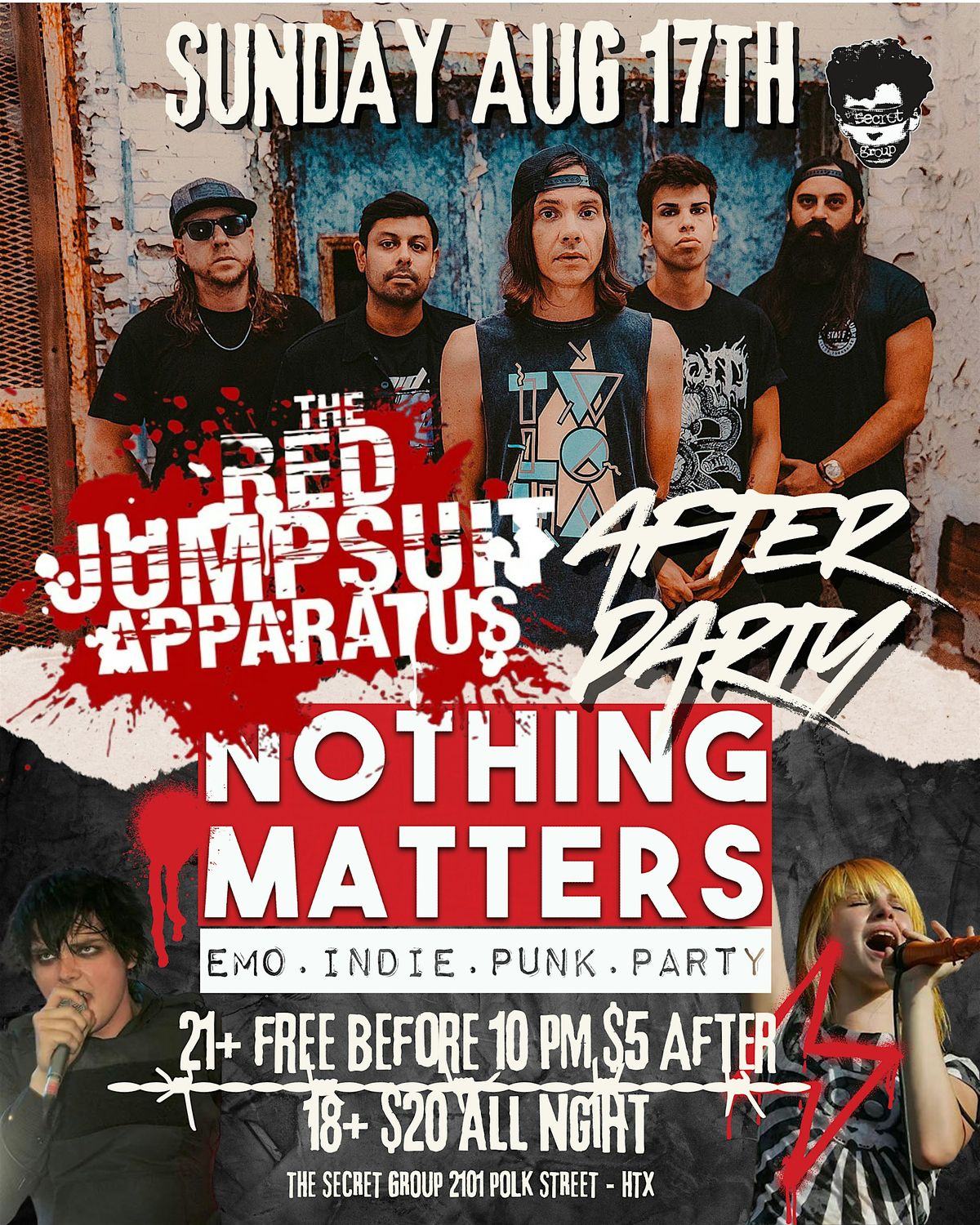 NOTHING MATTERS The Red Jumpsuit Apparatus Edition!, 17 August | Event in Houston | AllEvents