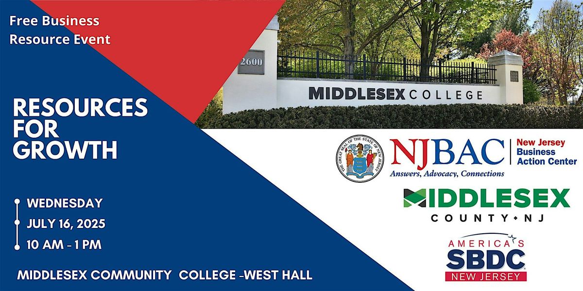 Middlesex County Resources for Growth, 16 July | Event in Edison | AllEvents