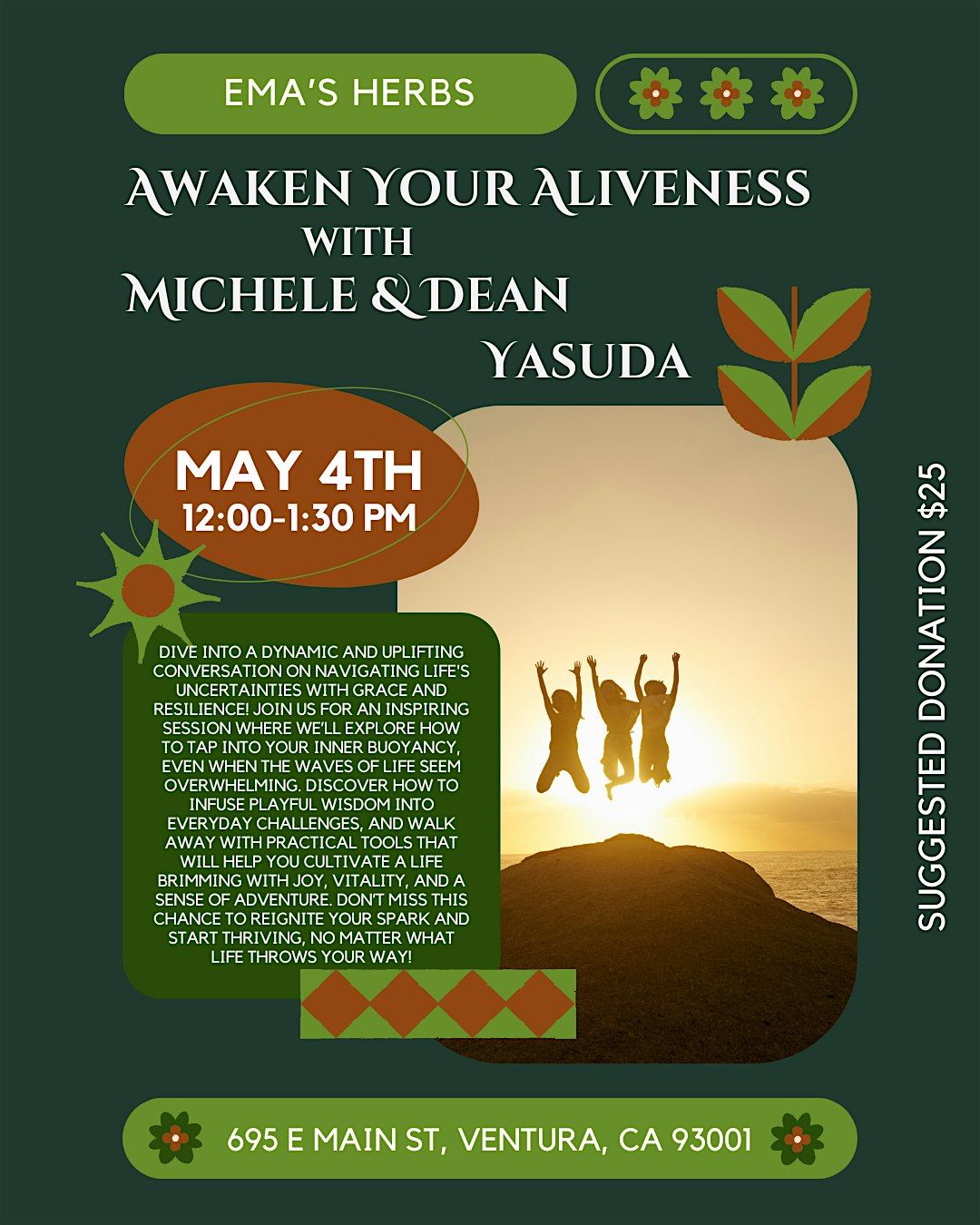 Awaken Your Aliveness with Michele & Dean Yasuda, 4 May | Event in Ventura | AllEvents