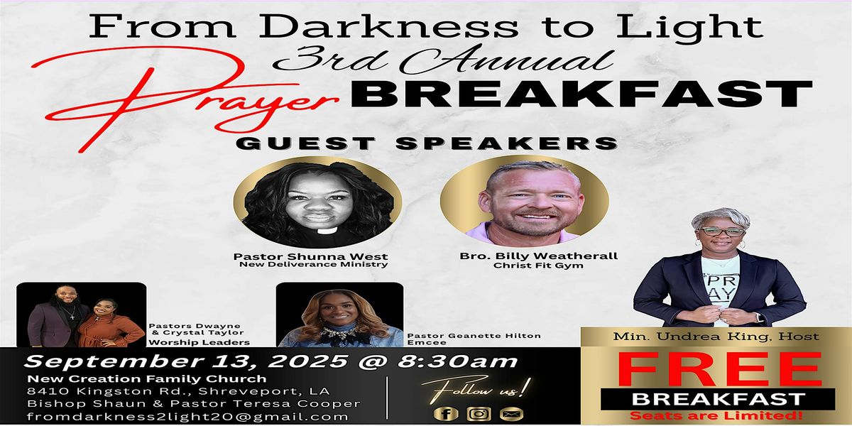 From Darkness to Light 3rd Annual Prayer Breakfast, 13 September | Event in Shreveport | AllEvents