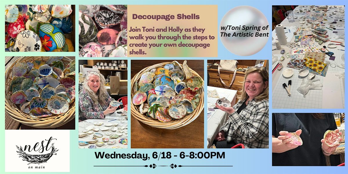 Decoupage Shells Workshop w/Toni Spring of The Artistic Bent, 18 June | Event in Northport | AllEvents