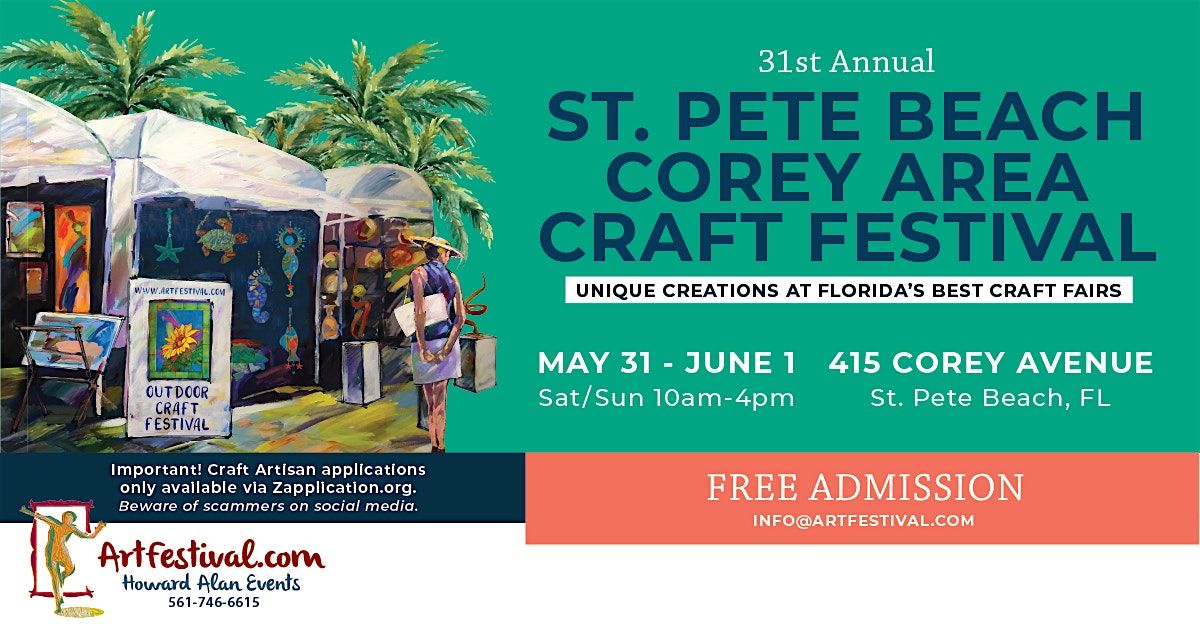 31st Annual St. Pete Beach Corey Area Craft Festival, 31 May | Event in St. Pete Beach | AllEvents