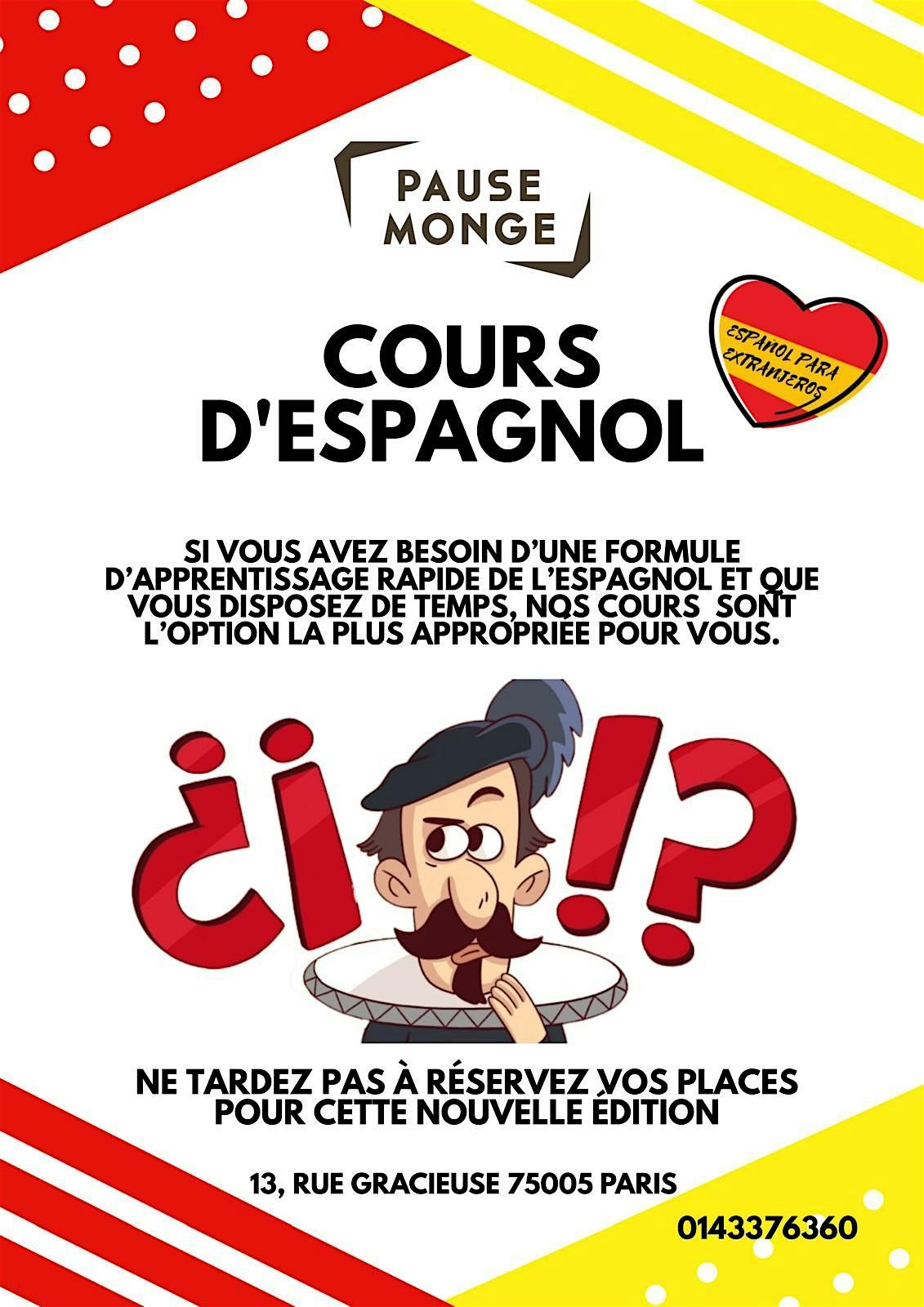 COURS D'ESPAGNOL - PAUSE MONGE | Event in Paris | AllEvents